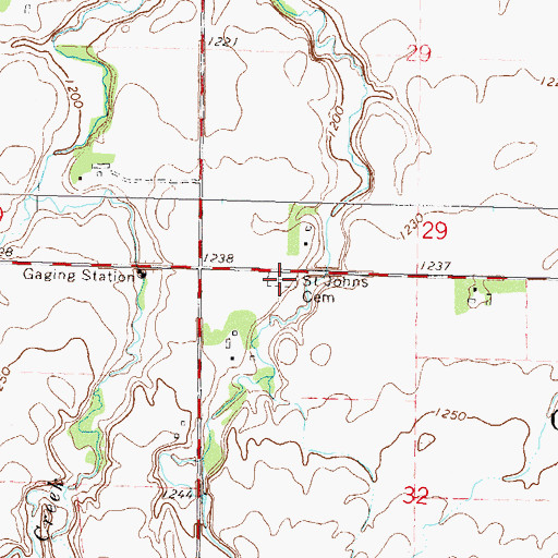Topographic Map of Saint Johns Cemetery, MN