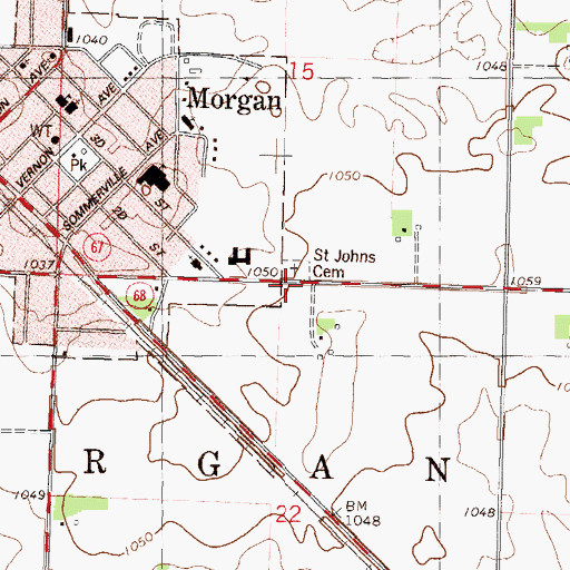 Topographic Map of Saint Johns Cemetery, MN