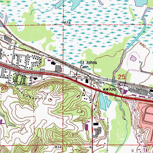 Topographic Map of Saint Johns Cemetery, MN