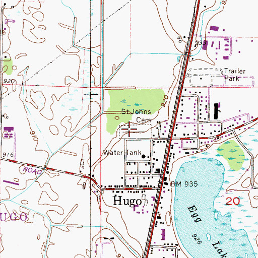 Topographic Map of Saint John's Cemetery, MN