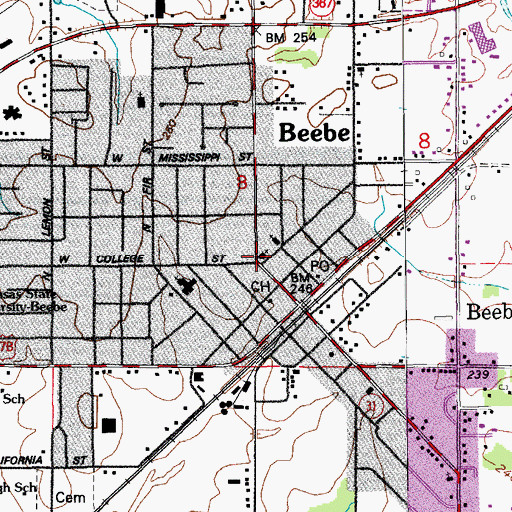 Topographic Map of First United Methodist Church, AR