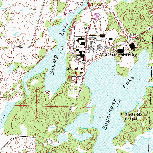 Topographic Map of Saint Johns Cemetery, MN