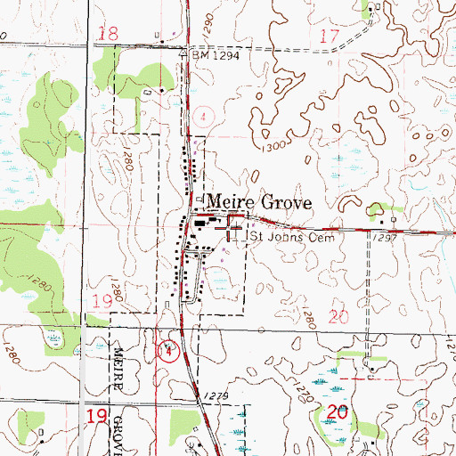 Topographic Map of Saint Johns Cemetery, MN