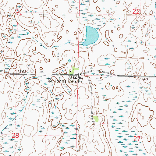Topographic Map of Saint Johns Cemetery, MN