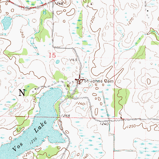 Topographic Map of Saint Johns Cemetery, MN