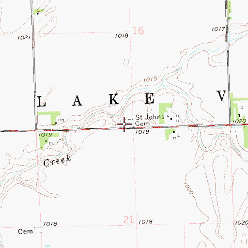 Topographic Map of Saint Johns Cemetery, MN