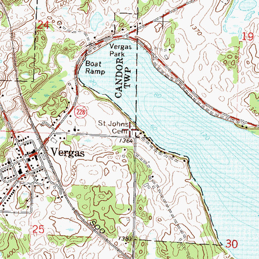 Topographic Map of Saint Johns Cemetery, MN
