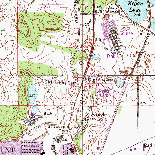 Topographic Map of Rosemount Cemetery, MN