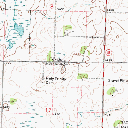 Topographic Map of Saint Johns Church, MN