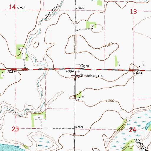 Topographic Map of Saint Johns Church, MN