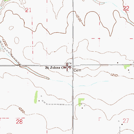 Topographic Map of Saint Johns Church, MN