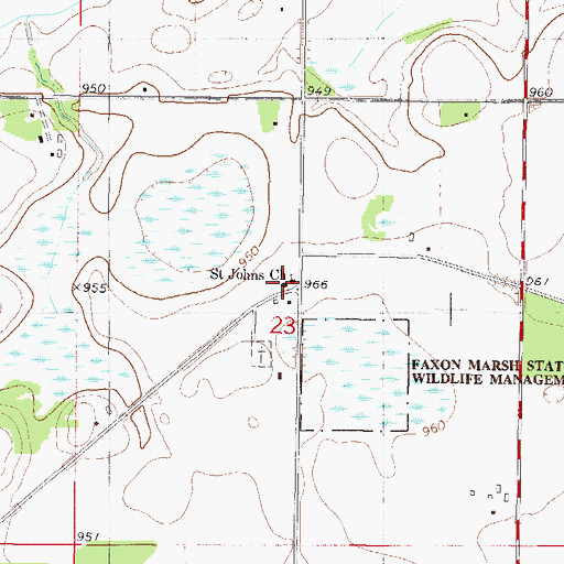 Topographic Map of Saint Johns Church, MN