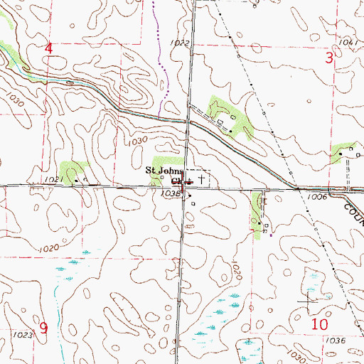 Topographic Map of Saint Johns Church, MN