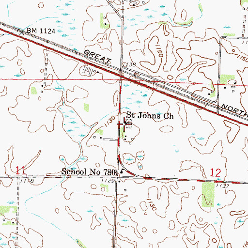 Topographic Map of Saint Johns Church, MN