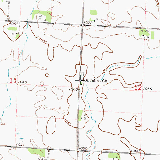 Topographic Map of Saint Johns Church, MN