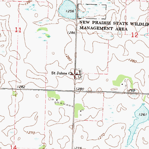Topographic Map of Saint Johns Church, MN