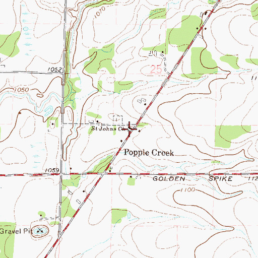 Topographic Map of Saint Johns Church, MN