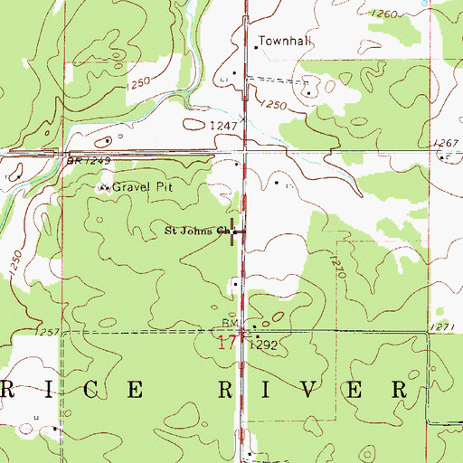 Topographic Map of Saint Johns Church, MN