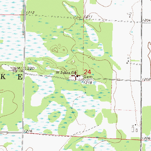 Topographic Map of Saint Johns Church, MN