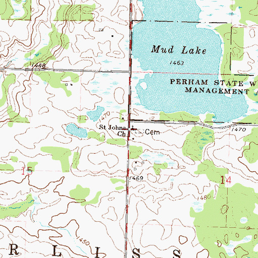 Topographic Map of Saint Johns Church, MN