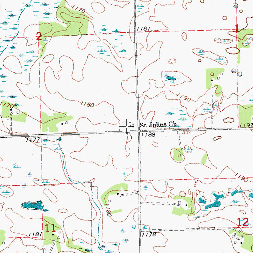 Topographic Map of Saint Johns Church, MN