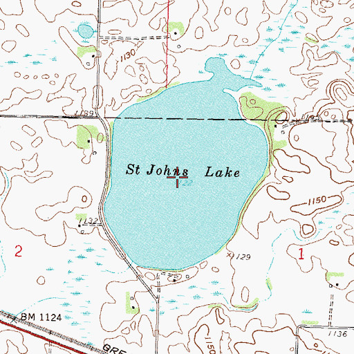 Topographic Map of Saint Johns Lake, MN