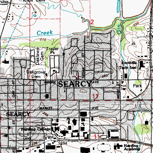Topographic Map of Grace United Methodist Church, AR