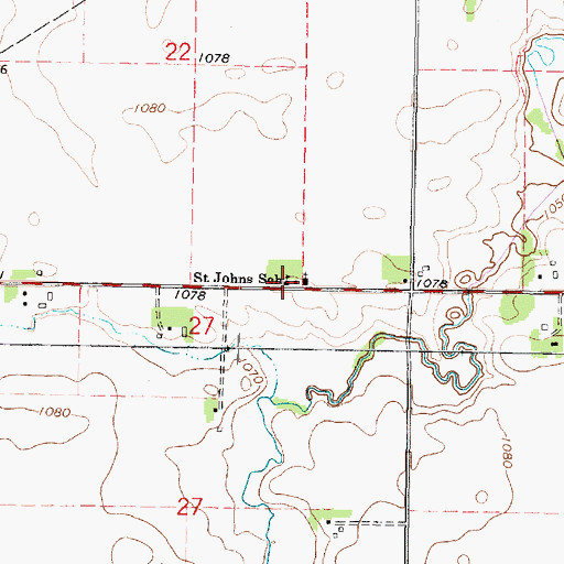 Topographic Map of Saint Johns School, MN
