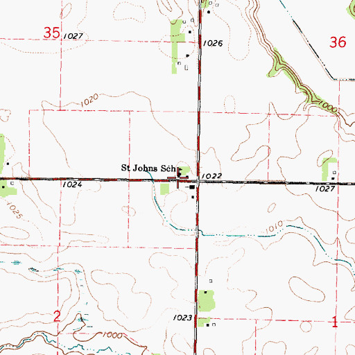 Topographic Map of Saint Johns School, MN