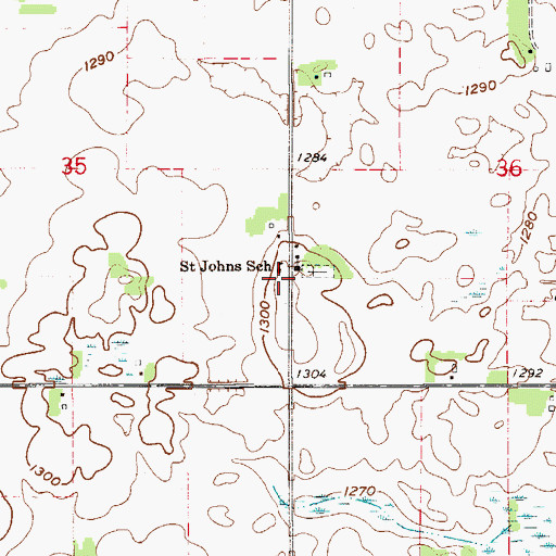 Topographic Map of Saint Johns School, MN