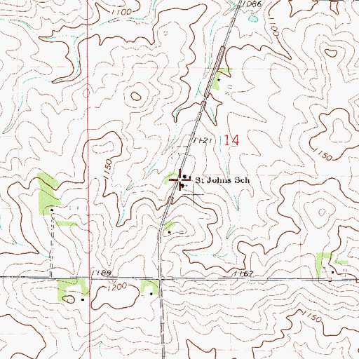 Topographic Map of Saint Johns School, MN