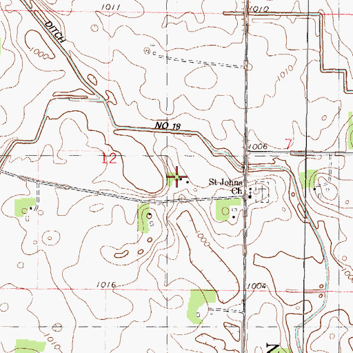 Topographic Map of Saint Johns School, MN