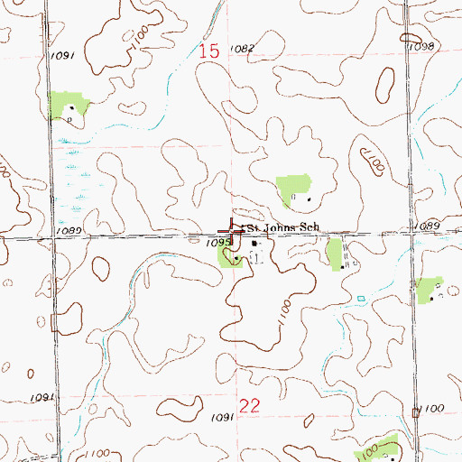 Topographic Map of Saint Johns School, MN