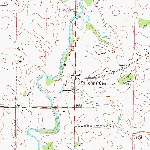 Topographic Map of Saint Johns School, MN