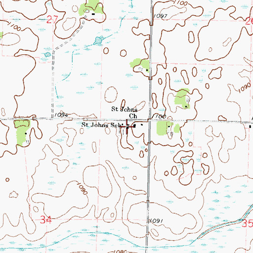 Topographic Map of Saint Johns School, MN
