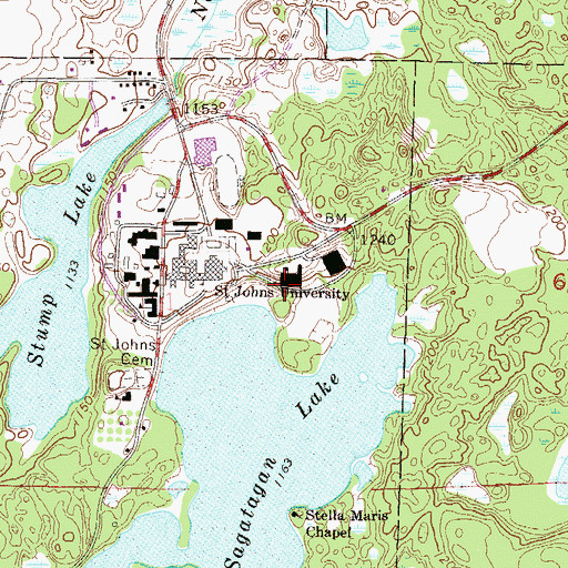 Topographic Map of Saint Johns University, MN