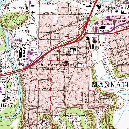 Topographic Map of Saint Joseph the Worker School, MN