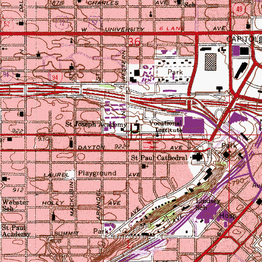Topographic Map of Saint Joseph Academy, MN