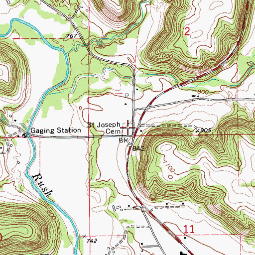 Topographic Map of Saint Joseph Cemetery, MN