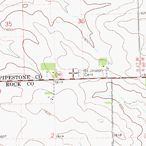 Topographic Map of Saint Joseph Cemetery, MN