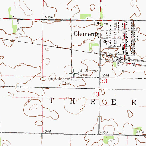 Topographic Map of Saint Joseph Cemetery, MN