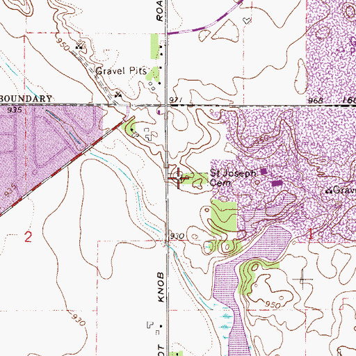 Topographic Map of Saint Joseph Cemetery, MN