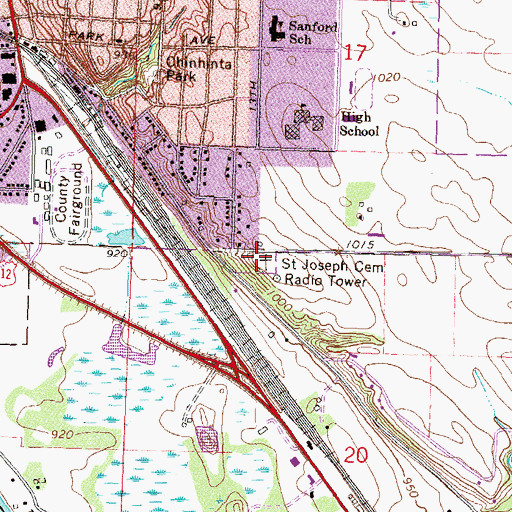 Topographic Map of Saint Joseph Cemetery, MN