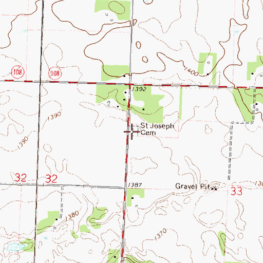 Topographic Map of Saint Joseph Cemetery, MN