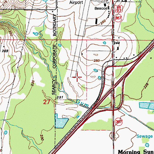 Topographic Map of Gum Springs (historical), AR