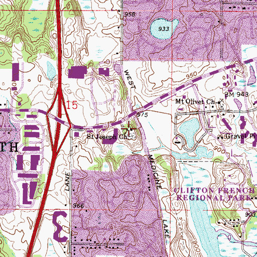 Topographic Map of Saint Joseph Church, MN