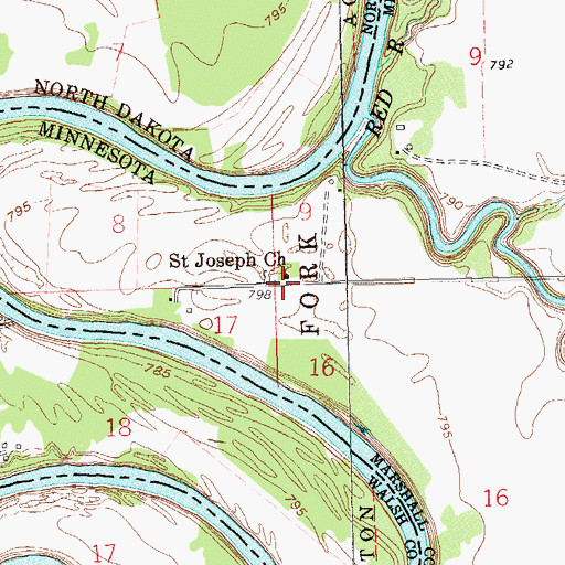 Topographic Map of Saint Joseph Church, MN