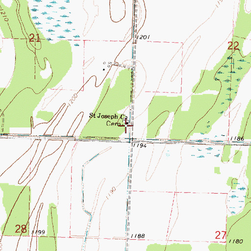 Topographic Map of Saint Joseph Church, MN