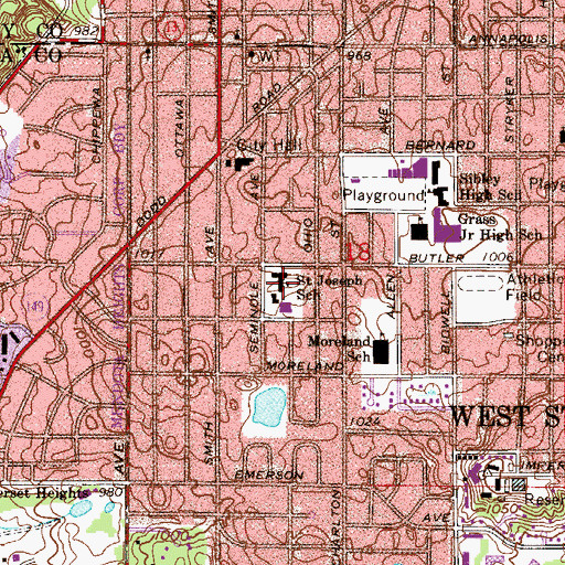 Topographic Map of Saint Joseph School, MN
