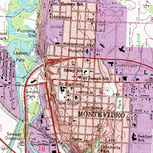 Topographic Map of Saint Joseph School, MN